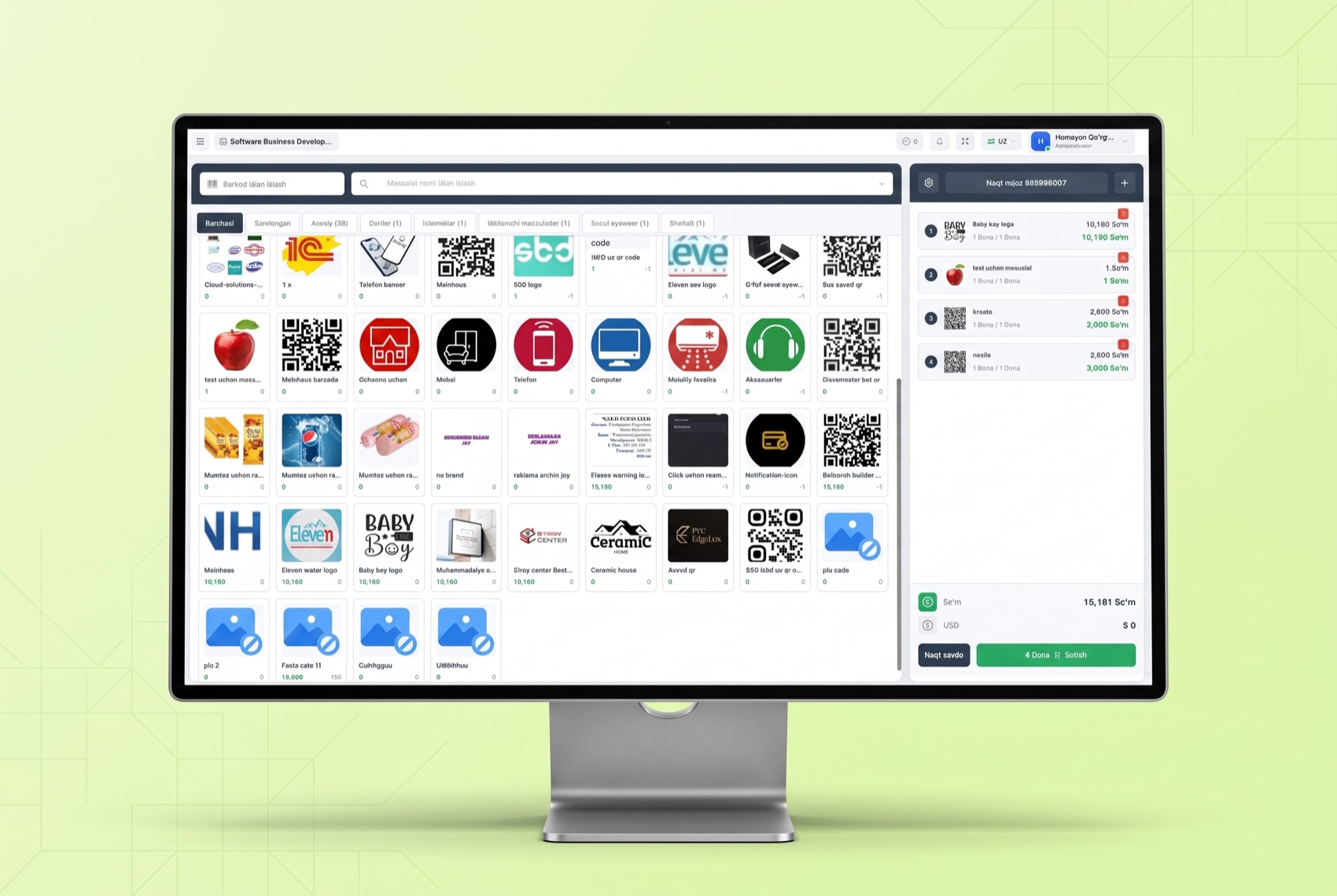 SBD ERP kassa (POS) ekrani